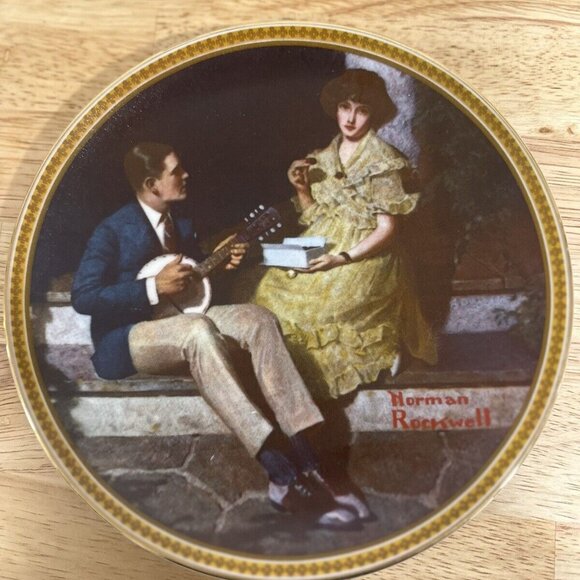 Knowles Norman Rockwell Rediscovered Women Collection "Pondering on the Porch"